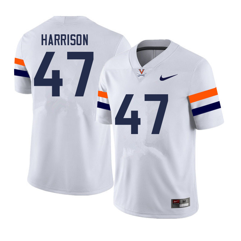 Men #47 T.C. Harrison Virginia Cavaliers College Football Jerseys Sale-White - Click Image to Close